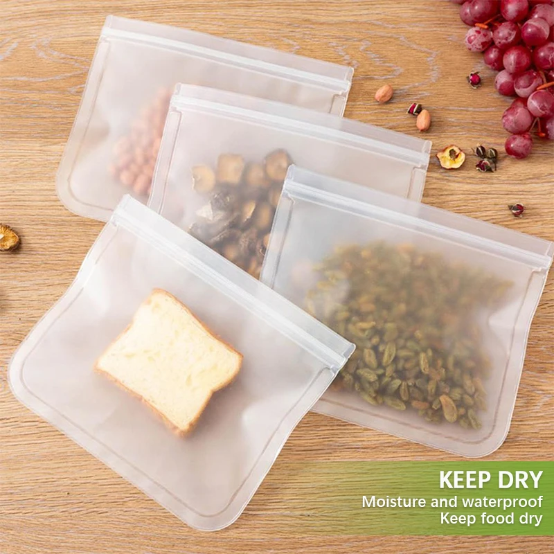 Reusable Silicone Food Storage Bags,stand Up Leakproof Zip