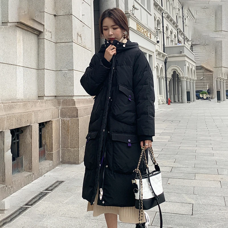 

Parkas Winter Women 2019 Female Long Jacket Plus Size Hooded Stand Collar Coat Large Size Ladies Winter Jackets With Big Pocket