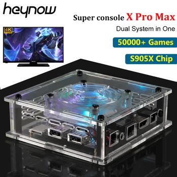 HEYNOW-consola de videojuegos 4K HD para TV, Super consola X Pro Max, más de 50000 juegos para PSP/PS1/N64, caja de juegos Retro Arcade Famliy