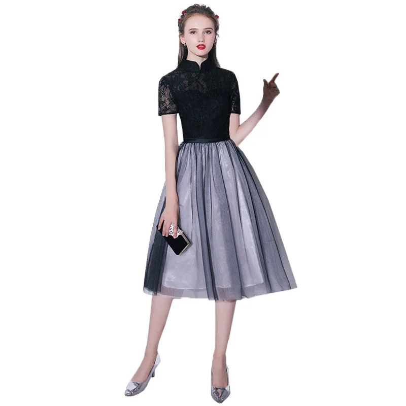 Robe de soiree красивое элегантное кружевное вечернее платье модное черное невесты |
