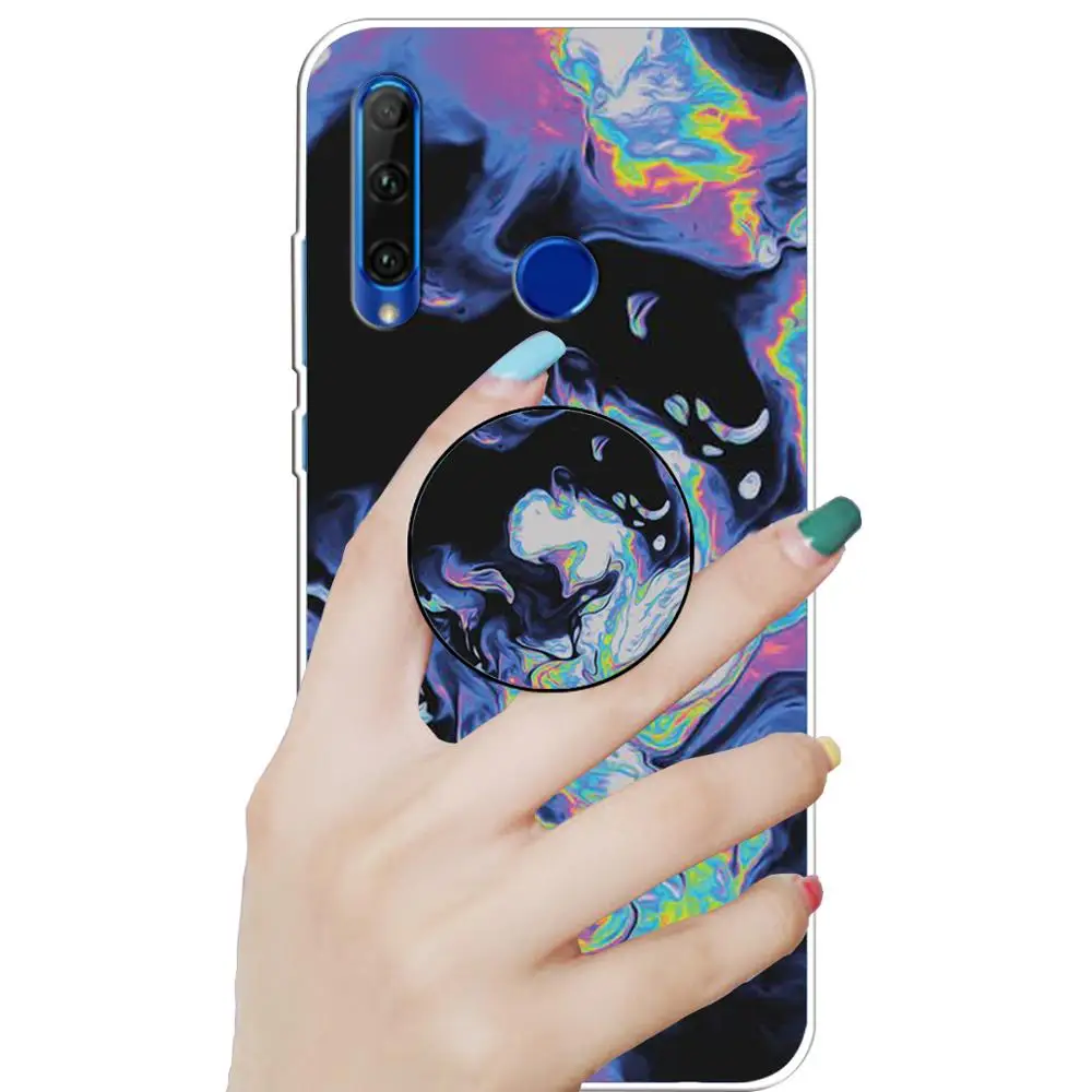 

Marble Grain Protector Phone Case For Huawei Honor 10i 20i 10 Lite P Smart Plus 2019 Stand Holder Silicone Back Cover Coque