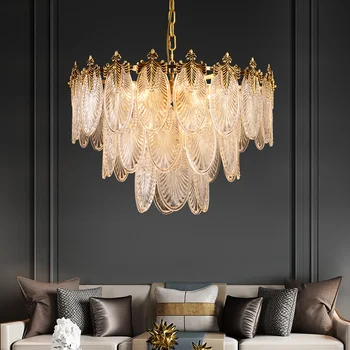 

American Creative LED chandelier lighting Copper Luxury dining living room hanging lamp Postmodern bedroom villa home fixtures