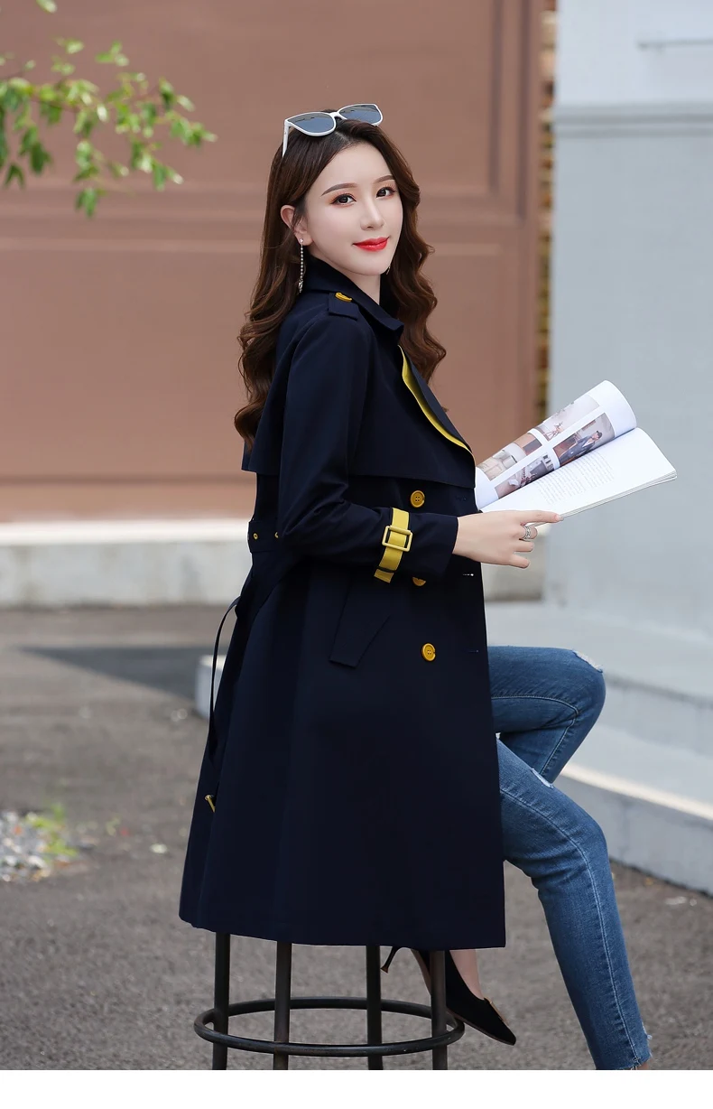 Vrex женская одежда осень и зима новое поступление Slim fit любимые женские ветровки с поясом средней длины