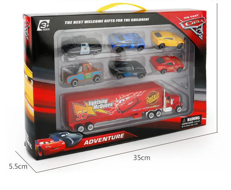 7 шт./компл. disney Pixar Cars 2 3 игрушки Lightning McQueen Jackson Storm Mack Uncle Truck 1:55 литой модельный автомобиль игрушка детский подарок - Цвет: Красный