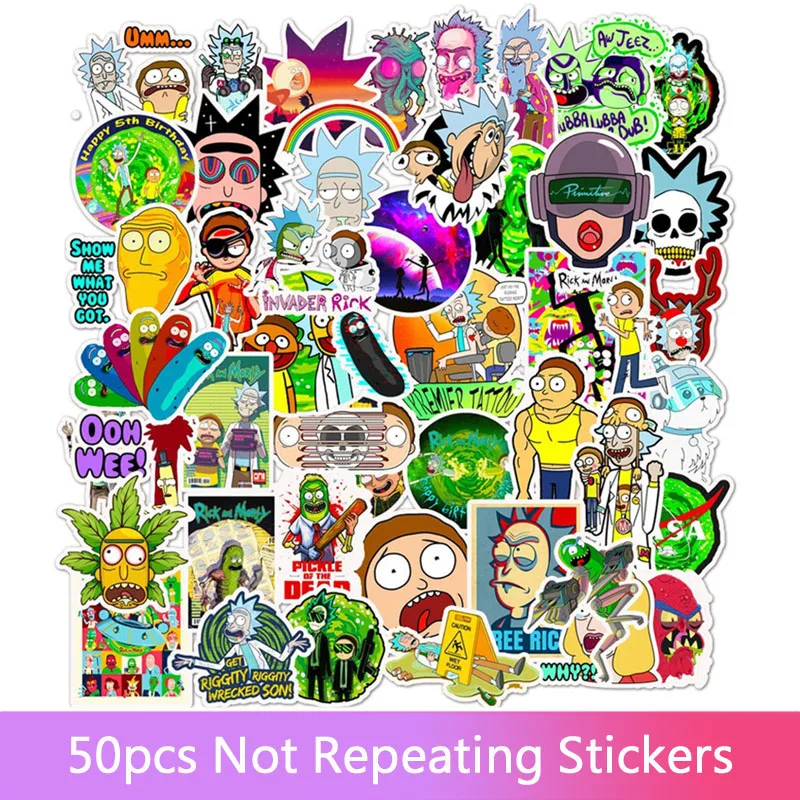 50PCS Cartoon Rick  Stickers DIY Journey Skateboard Suitcase Guitar Baggage Laptop computer Waterproof Cool Sticker Decal Child Toy