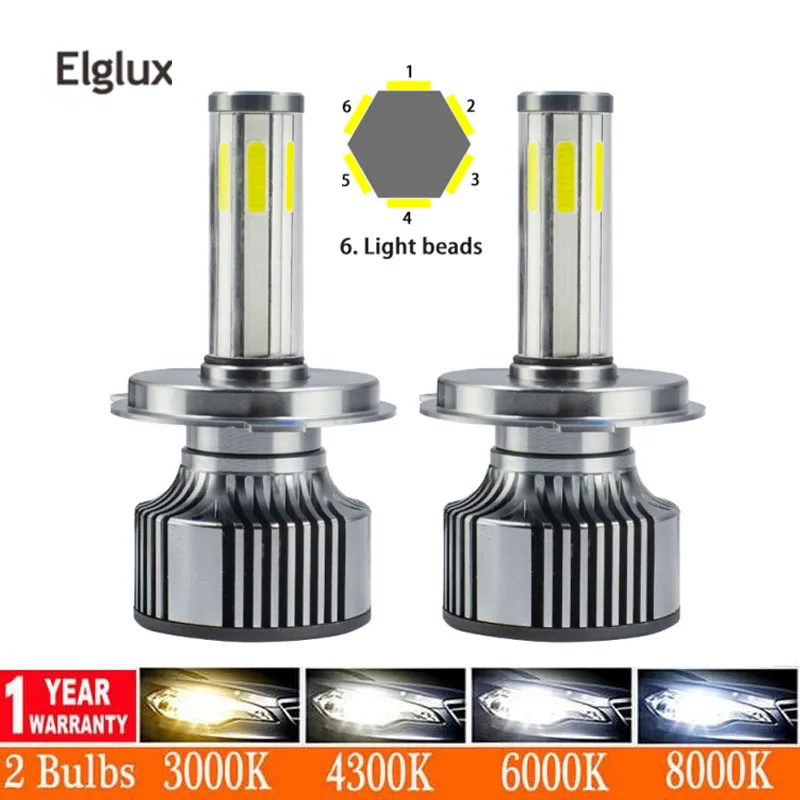 2 PIÈCES 360 Degré H4 Phare Led H7 H8 H9 H11 9005 HB3 9006 HB4 Canbus Ampoule Led 16000LM 3000K 6000K 8000K 6 CÔTÉS lampe à Led | AliExpress