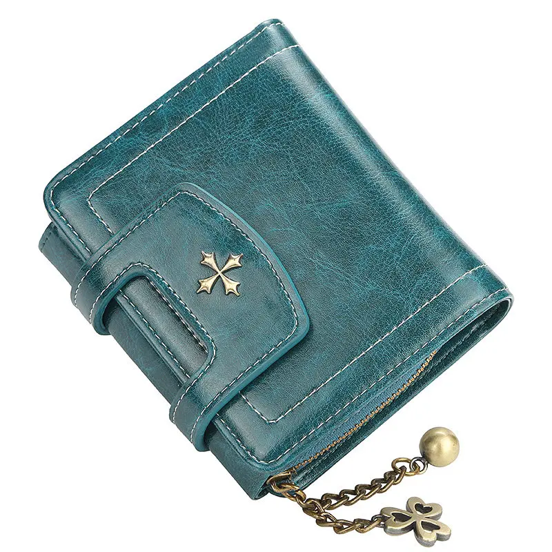 New Vintage Hasp Long Purse Ladies Wallet Women Luxury Brand Retro Zipper Leather Purses Female Wallets Woman Card Holder - Цвет: S Blue