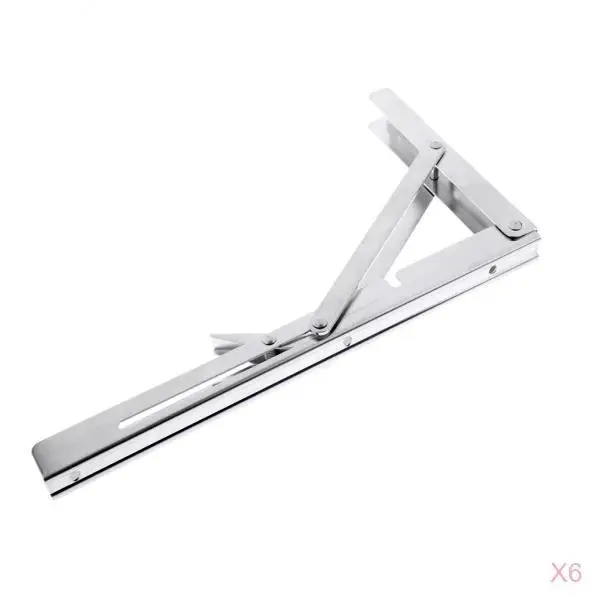 MagiDeal 6x Folding Shelf Bracket Wall Mounted Table Bench Bracket 30x16.2cm