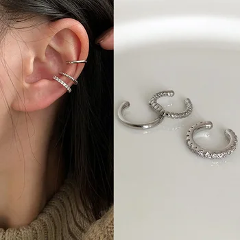 여성을위한 3 개/대 클립 귀걸이 Unisex Minimalist 패션 연골 후프 귀걸이 세트 귀에 커프 귀걸이에 가짜 피어싱 클립