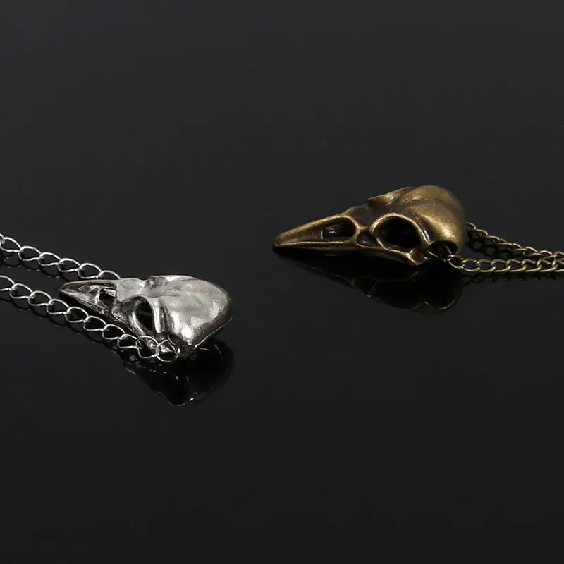 Классический череп кулон с вороном ожерелье для женщин мужчин готический, панк, черный ворона Подвески ожерелье s Ювелирные изделия Подарки На Хэллоуин