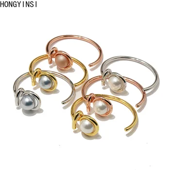

Ins Rope Knot Cuff Bangle with Large Pearl Perfectly Round Design Yellow Gold Color Cuff Bangle Bracelet for women wedding