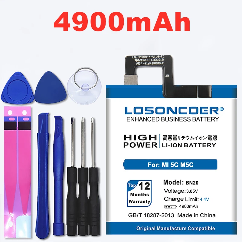 100% Оригинальный LOSONCOER 4900 мАч BN20 Аккумулятор для Xiaomi mi 5C M5C mi5C литий ионный