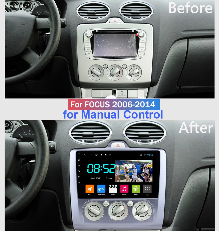 Excellent Android 8.1 CAR DVD 1din multimedia Navi system for Ford focus 2006-2014 car gps navigation stereo Wifi head unit 1