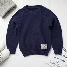 Новая детская одежда вязаный свитер с круглым вырезом для мальчиков
