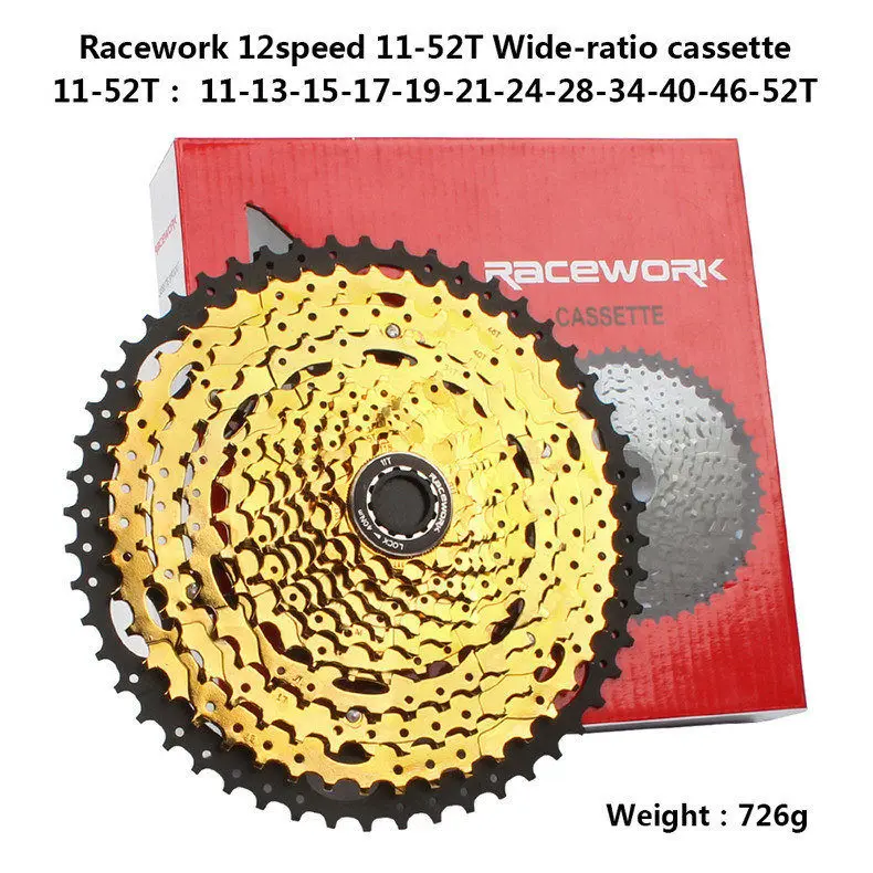 RACEWORK 10 11 12 скоростная кассета свободного хода велосипеда 11-42T 46T 50T 52T звездочки велосипед свободное колесо горный велосипед - Цвет: 12s golden 52T