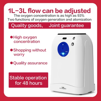 

1-3L Adjustable High-End Intelligent Oxygene Concentrator Low Noise 93% Concentration Portable Oxygene Machine with Atomization