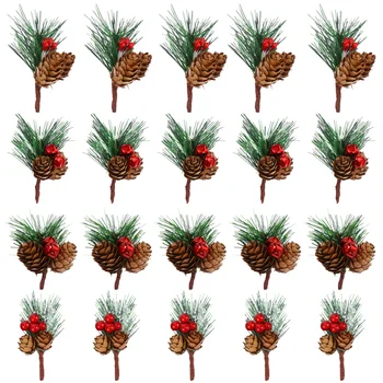 

10pcs Realistic Christmas Pine Needle Decor Creative Festival Decor