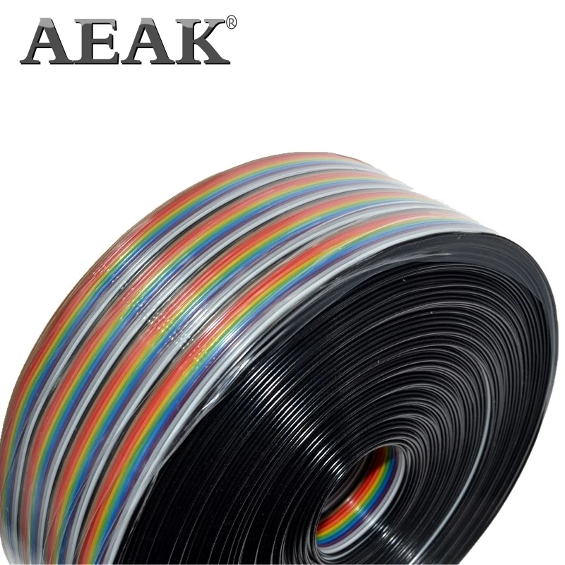 AEAK 1 метр 27 мм расстояние Pitch40 WAY 40P плоский цветной Радужный ленточный кабель