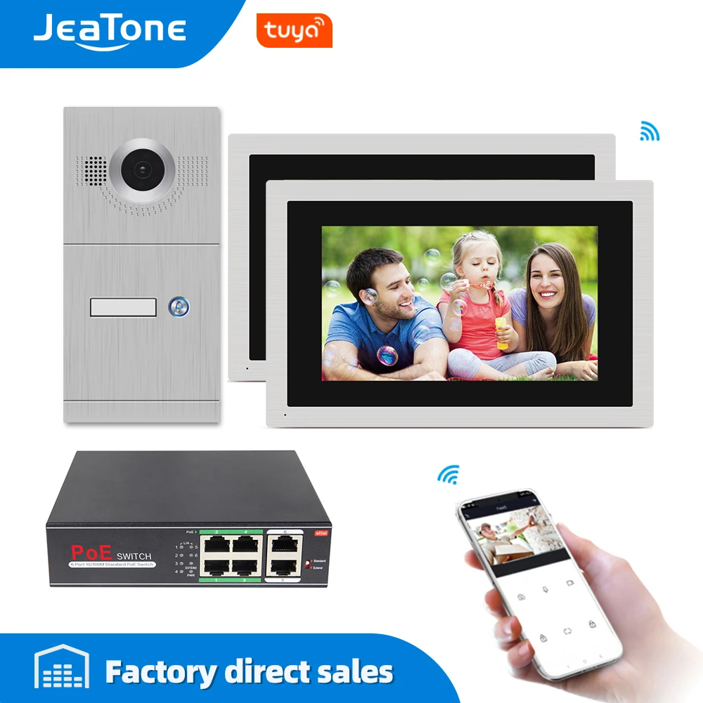 JeaTone 10 inch Touch Screen WIFI IP Video Door Phone Intercom System Villa Apartment Access Control System Motion Detection DIY