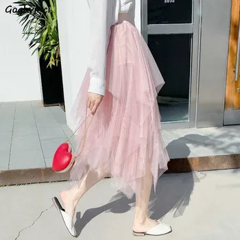 

Skirts Women Spring New Mesh Skirt Ins Chic Loose Colorful A-line Mid-calf Fashion Lovey Womens Casual Korean Style Simple Daily