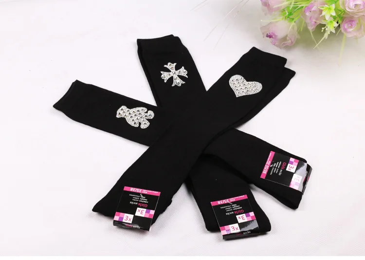 Anti-slip Combed Cotton Stockings Spring And Autumn Fashion-Versatile Thigh High Socks Warm Pile Style Foot Sock Diamond Set Foo