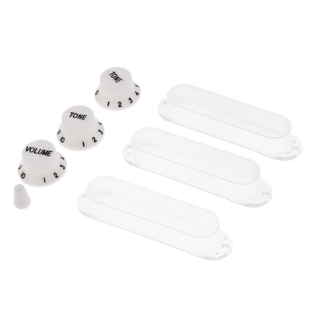 1 Set Plastic Closed Single Coil Pickup Cover with Crontrol Knob Switch Tip for Electric Guitar Parts