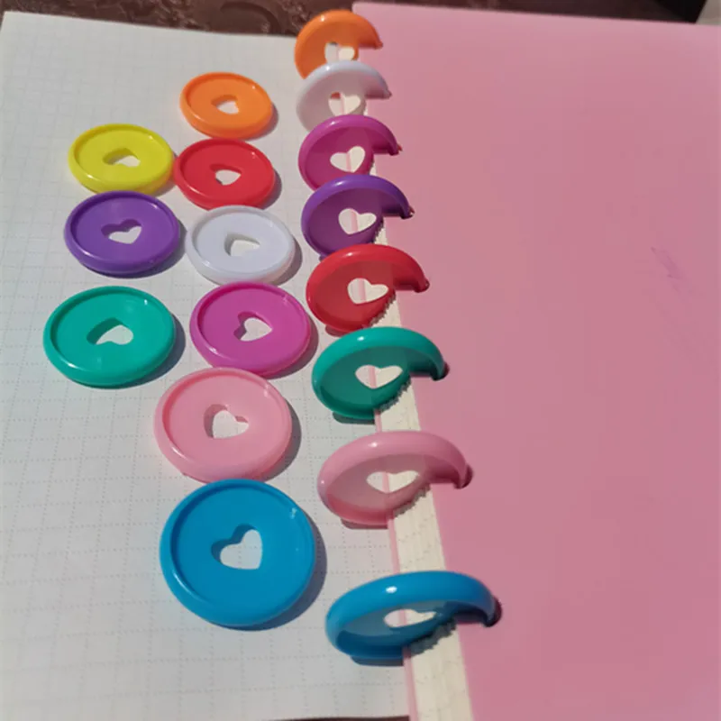 Suprimentos de Ligação Pces Plástico Binder Anel Fivela Cogumelo Buraco Notebook Encadernação Aprendizagem 100 28mm Cor - Imagem 2