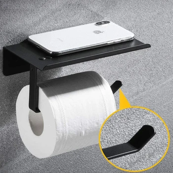 

Wall Mounted 304 Stainless Steel Toliet Paper Holder Roll Paper Holder Bathroom WC Paper Phone Shelf Accessories High Quality
