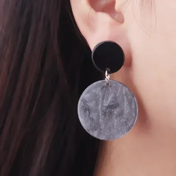 

Acrylic Round Rhombus Earrings For Women Brown Gray Color Big Circle Square Earrings Acetate Resin Brincos Fashion Jewelry