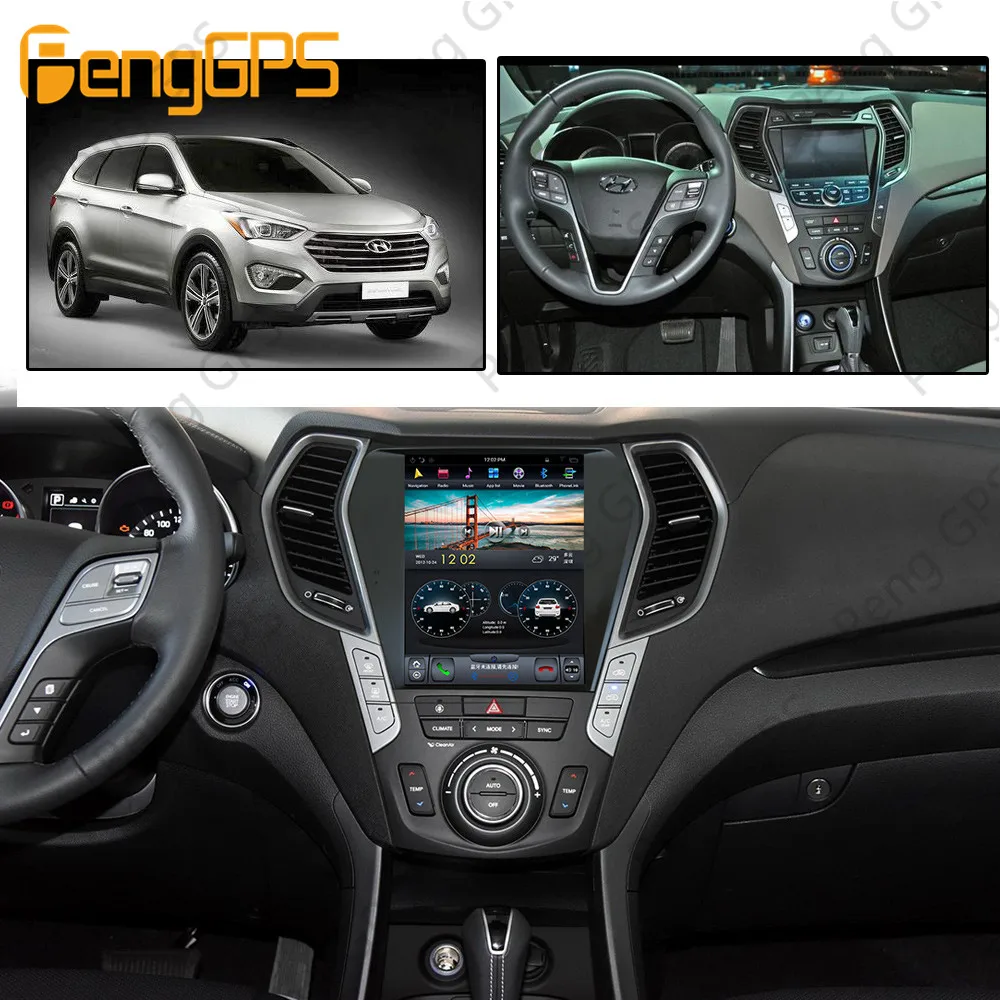  10.4''Tesla Android 8.1 PX6 4+32GB voice control Built-in CARPLAY Car Radio For Hyundai Santa Fe ix