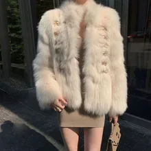Aliexpress - Beige White Faux Fur Coat Women Court Fashion Luxury Long Sleeve Chic Fur Jacket High Street Female Luxury Clothing Winter Warm