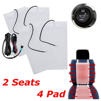 

Hot 4pcs 6 Level 12V Carbon Fiber Universal Car Heated heating Heater Seat Pads Winter Warmer Seat Covers