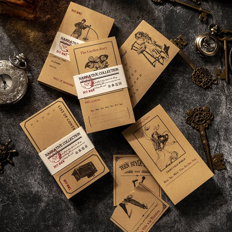 

100pcs/lot Memo Pads Material Paper Antique Collection Junk Journal Scrapbooking Cards Retro Background Decoration Paper