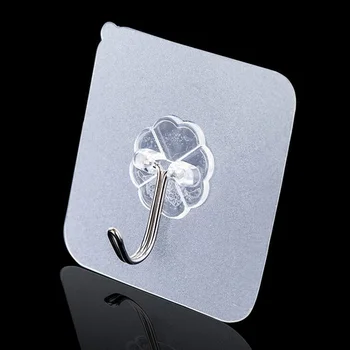 

10 Pcs Heavy Duty For Door Organizer Sticky Wall Hanging Reusable Bathroom Seamless Adhesive Water Resistant Hanger Transparency