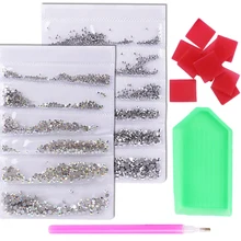 1440 шт голографическое искусство ногтей Стразы SS3-SS10 смешанные размеры плоское с оборота стекло белое AB пламя Кристалл Камень Дизайн ногтей украшения JI880