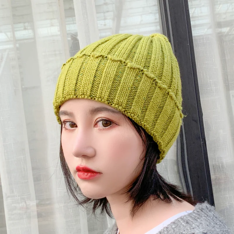 Skullies, одноцветная Зимняя шерстяная вязаная шапка, женская шапка Gorras, повседневная, утолщенная, теплая, женская, мягкая, Балаклава, шапка бини, лыжная