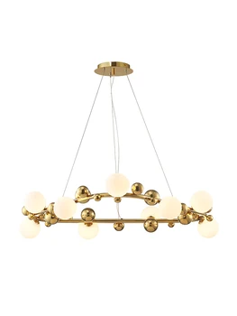 

Yiserhome Modern Light luxury Glass Dining Room Pendant Lamps Titanium golden Milk White Color Bubbly Household Modern Lustre Pe