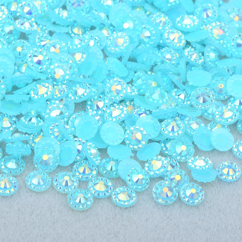 Rhinestone Stickers 4 5 6mm Purple AB Round Flower Flatback Resin Cabochon Gems Nail Art Crystal Stone Non Sewing Strass