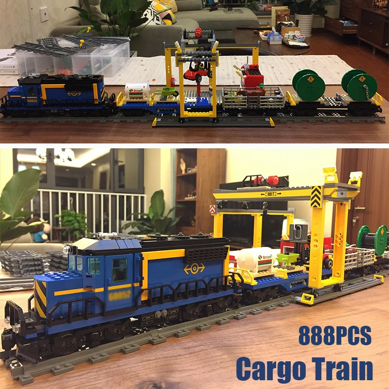 60052 Cargo Train with Remote Control 02008 MOC City Trains Building Blocks  Bricks Power Toy Christmas Gift|Blocks| - AliExpress