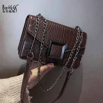 

Vintage Chain Design Crocodile Pattern Small PU Leather Shoulder Bag For Women 2020 Summer Shoulder Handbags Crossbody Bag