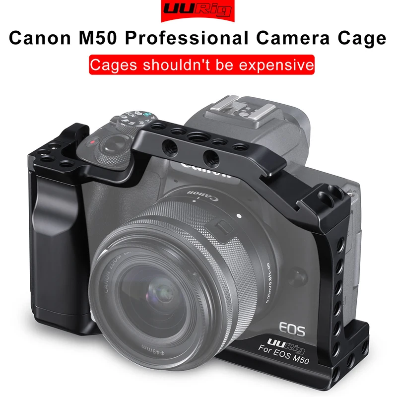 UURig C-M50 профессиональная клетка для DSLR камеры для Canon M50 M5 Arca быстросъемная клетка для EOS M50 с отверстием Arri для горячего башмака 1/" 3/8"