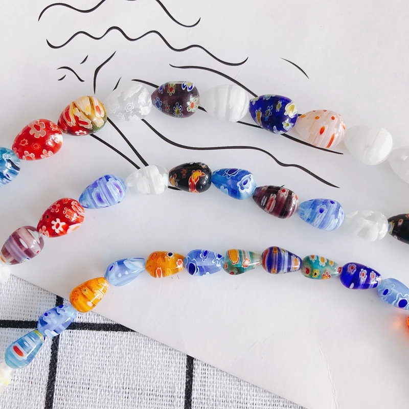 

DIY Jewelry Accessories mixed color plum blossom thousand flower glass beads oval necklace bracelet jewelry accessories 1PCS