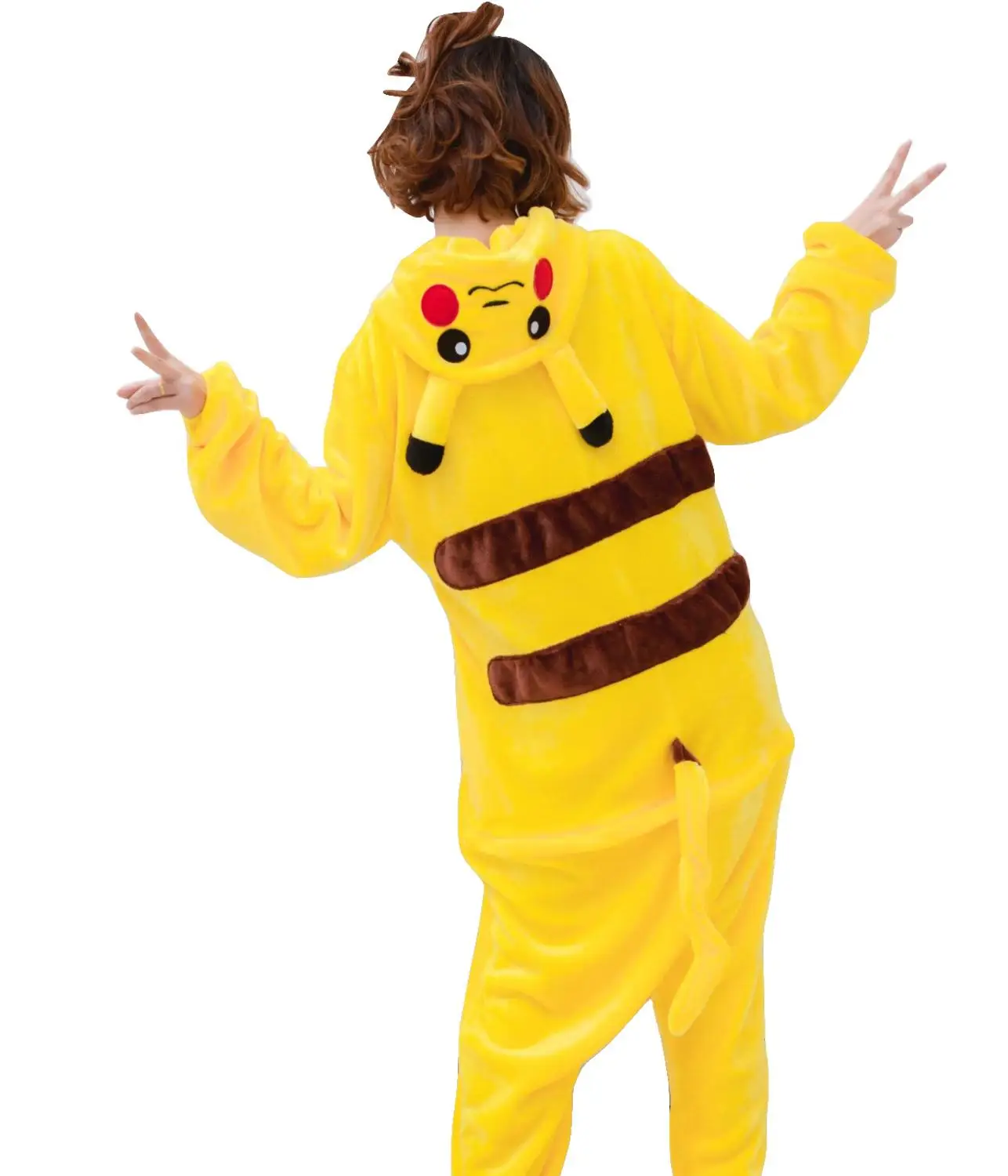

Cute Cartoon Kigurumi Pikachu Pokemon Pajamas Long Sleeve Hooded Onesie Adult Women Animal Halloween Christmas Sleepwear