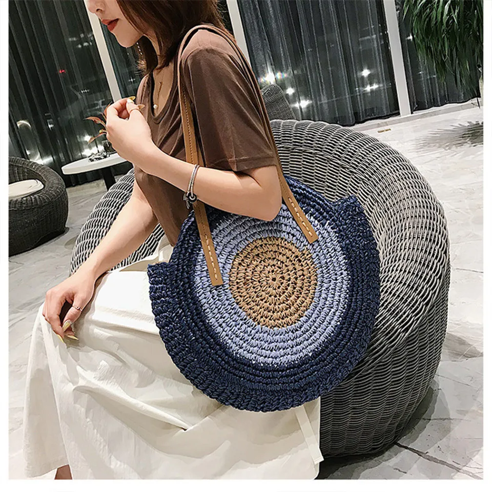 Fashion Round Straw Bamboo Bag – Miggon