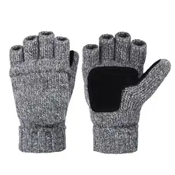 Vbiger унисекс Зимние перчатки теплые шерстяные флип-топ перчатки Флокирование теплые вязаные перчатки для мужчин и женщин