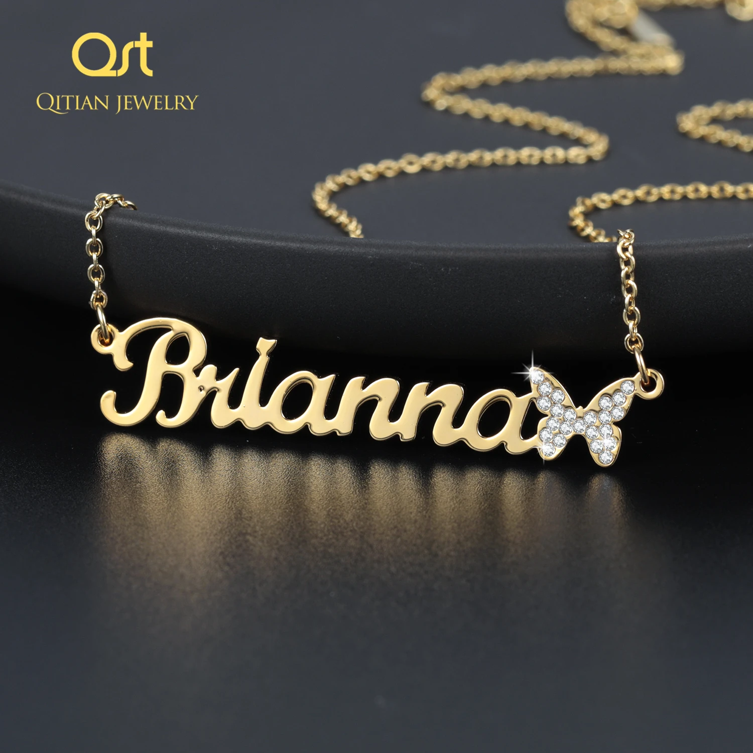 Butterfly Necklaces Pendant Nameplate 