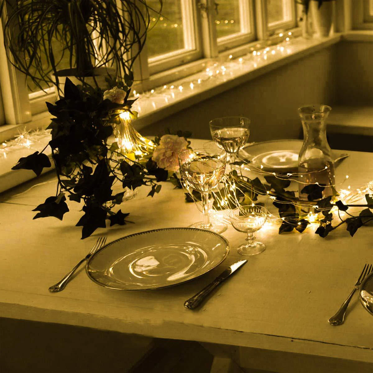 Светильник из медной проволоки, гирлянда, 100LED, для улицы, ландшафтный светильник, для двора, дерева, ротанга, лампа, романтическая, на батарейках, для сада, фестиваля, рождественского декора