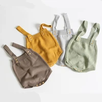 Newborn Baby Girl Boy Bodysuit Knitted Autumn Winter One-Pieces Solid Jumpsuit Sleeveless Overalls Spring Baby Sunsuit Clothing 2