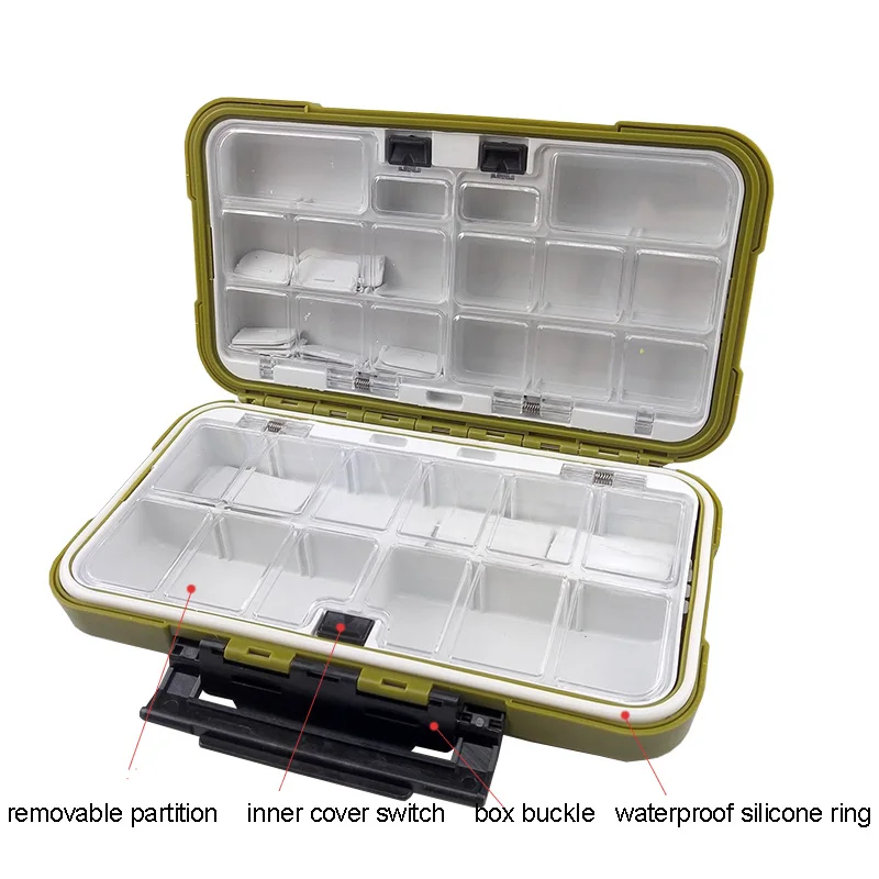 2021 Fishing Waterproof Fishing Tackle Box Double-Sided Opening and Closing Bait Box Multifunctional Hook and Bait Accessory Box