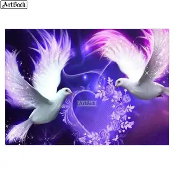 

5d diy diamond painting cross stitch two doves heart pattern full square 3d diamond embroidery rhinestone diamond mosaic gift